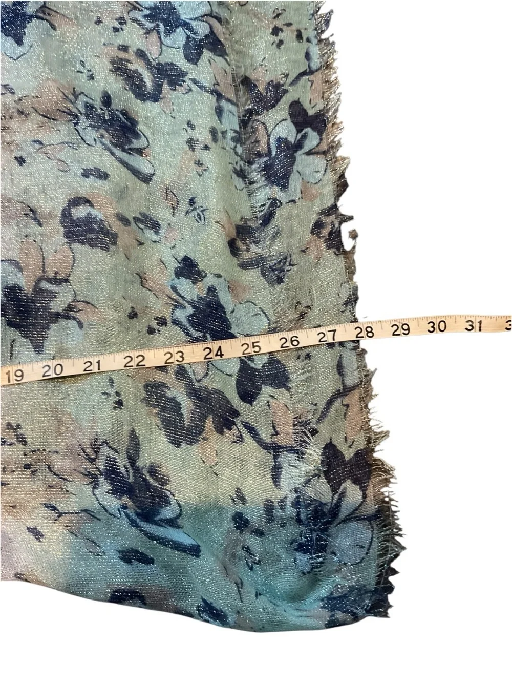 Source Unknown Mint Green and Black Floral Metallic Scarf Wrap